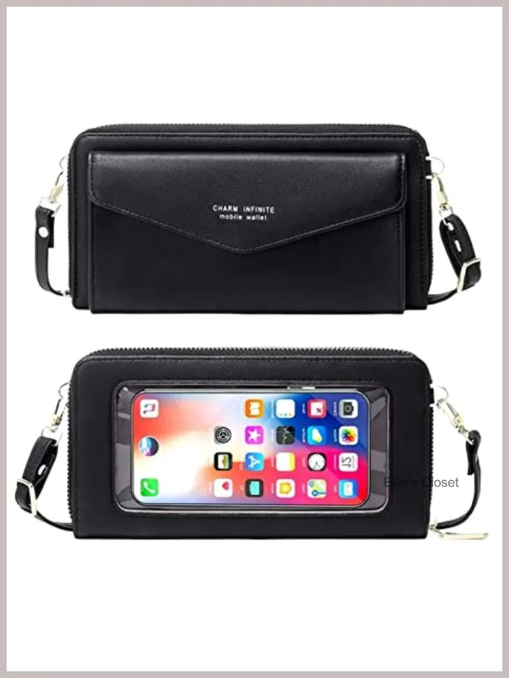 Faux Leather Crossbody Phone Bag with RFID Blocking Touch Screen Wallet